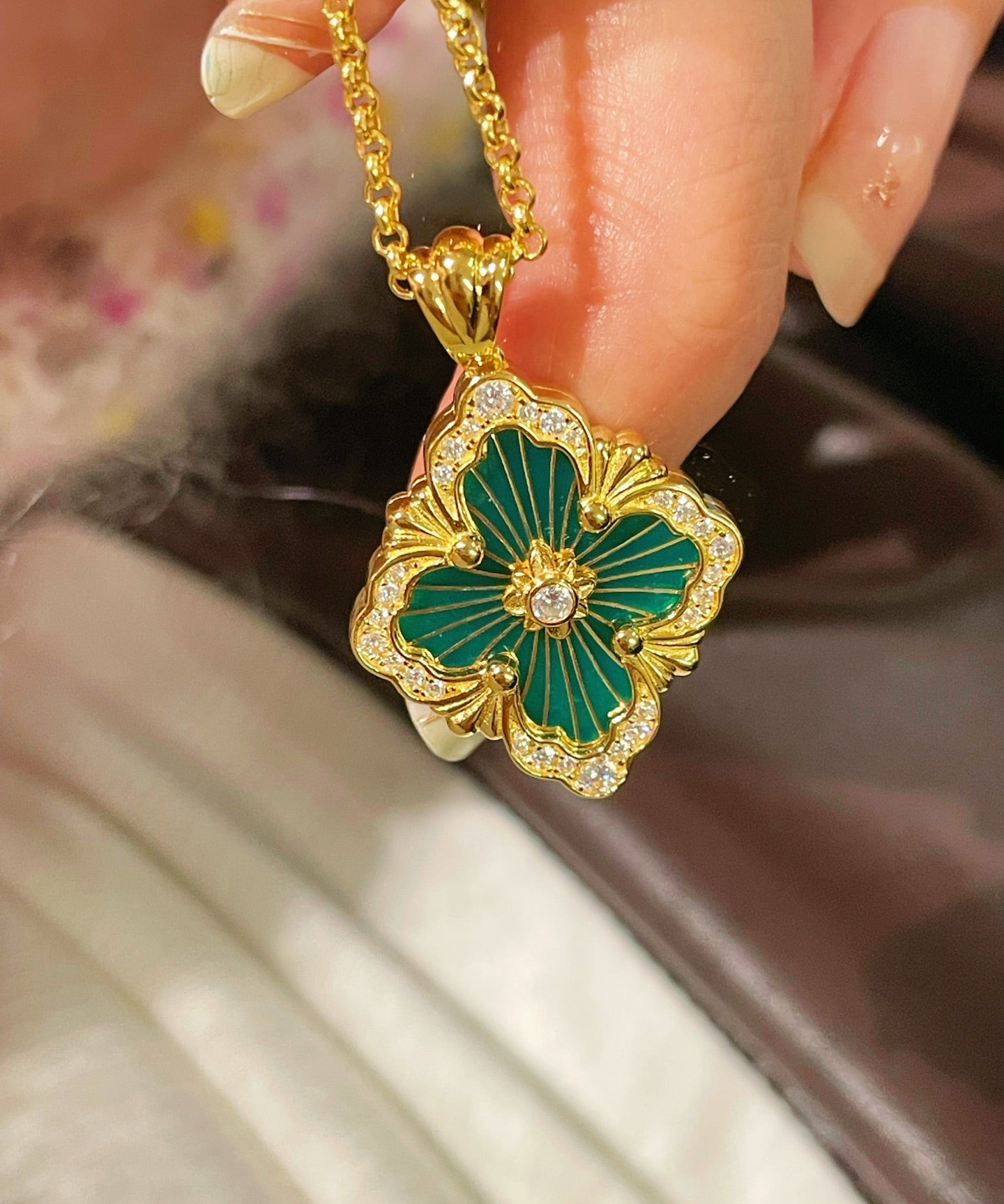 Boucheron - Inspired Four - Leaf Clover Necklaces – Green Onyx - floysun