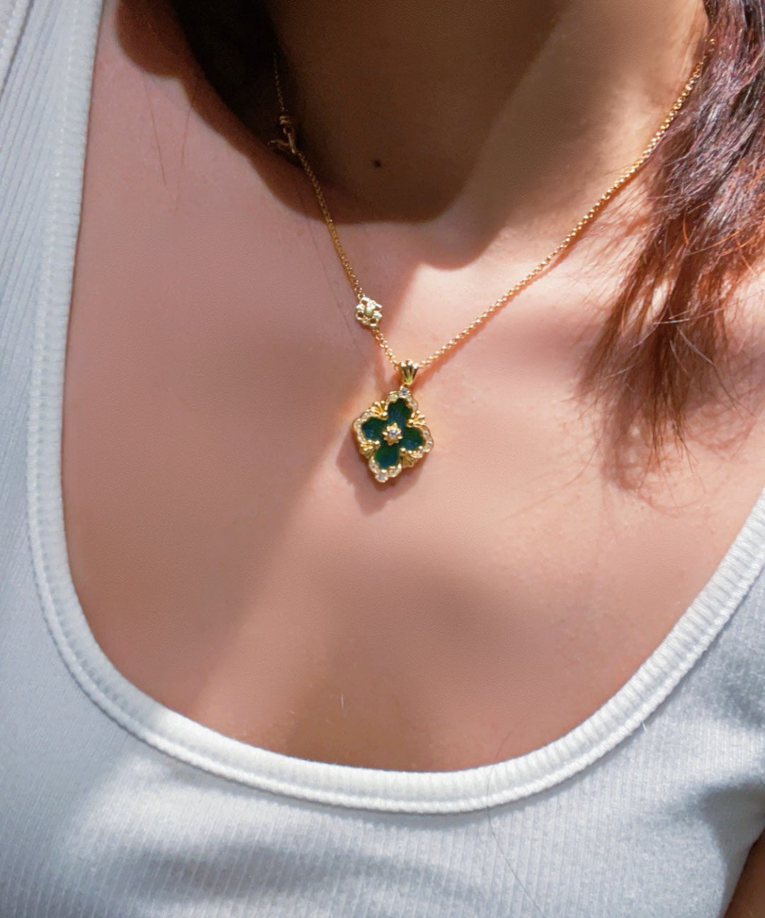 Boucheron - Inspired Four - Leaf Clover Necklaces – Green Onyx - floysun