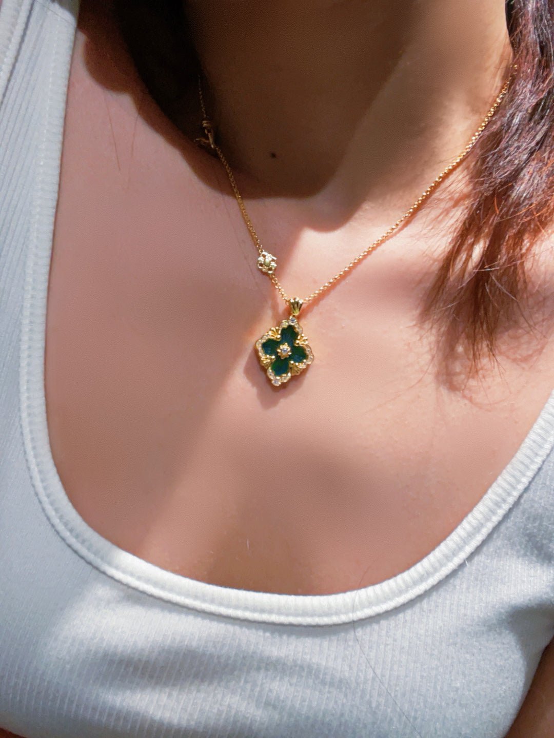 Boucheron - Inspired Four - Leaf Clover Necklaces – Green Onyx - floysun
