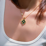 Boucheron - Inspired Four - Leaf Clover Necklaces – Green Onyx - floysun