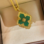 Boucheron - Inspired Four - Leaf Clover Necklaces – Green Onyx - floysun