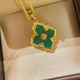 Boucheron - Inspired Four - Leaf Clover Necklaces – Green Onyx - floysun