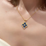 Boucheron - Inspired Four - Leaf Clover Necklaces – Red Carnelian / Black Onyx / Green Onyx / Blue Chalcedony - floysun