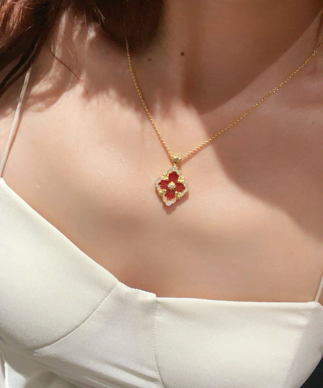 Boucheron - Inspired Four - Leaf Clover Necklaces – Red Carnelian / Black Onyx / Green Onyx / Blue Chalcedony - floysun