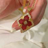 Boucheron - Inspired Four - Leaf Clover Necklaces – Red Carnelian / Black Onyx / Green Onyx / Blue Chalcedony - floysun
