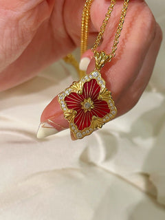 Boucheron - Inspired Four - Leaf Clover Necklaces – Red Carnelian / Black Onyx / Green Onyx / Blue Chalcedony - floysun
