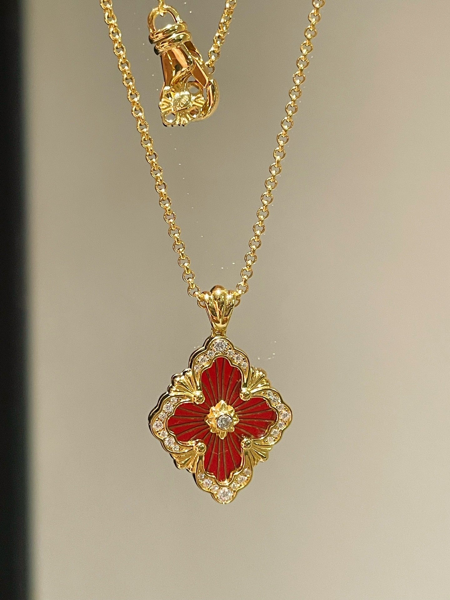 Boucheron - Inspired Four - Leaf Clover Necklaces – Red Carnelian / Black Onyx / Green Onyx / Blue Chalcedony - floysun