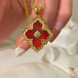 Boucheron - Inspired Four - Leaf Clover Necklaces – Red Carnelian / Black Onyx / Green Onyx / Blue Chalcedony - floysun