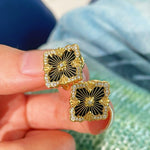Boucheron - Inspired Four - Leaf Clover Stud Earrings – Black Onyx - floysun