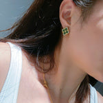 Boucheron - Inspired Four - Leaf Clover Stud Earrings – Green Onyx - floysun