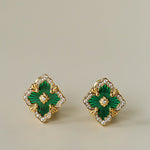 Boucheron - Inspired Four - Leaf Clover Stud Earrings – Green Onyx - floysun