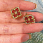 Boucheron - Inspired Four - Leaf Clover Stud Earrings – Red Carnelian - floysun