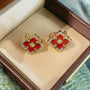 Boucheron - Inspired Four - Leaf Clover Stud Earrings – Red Carnelian - floysun