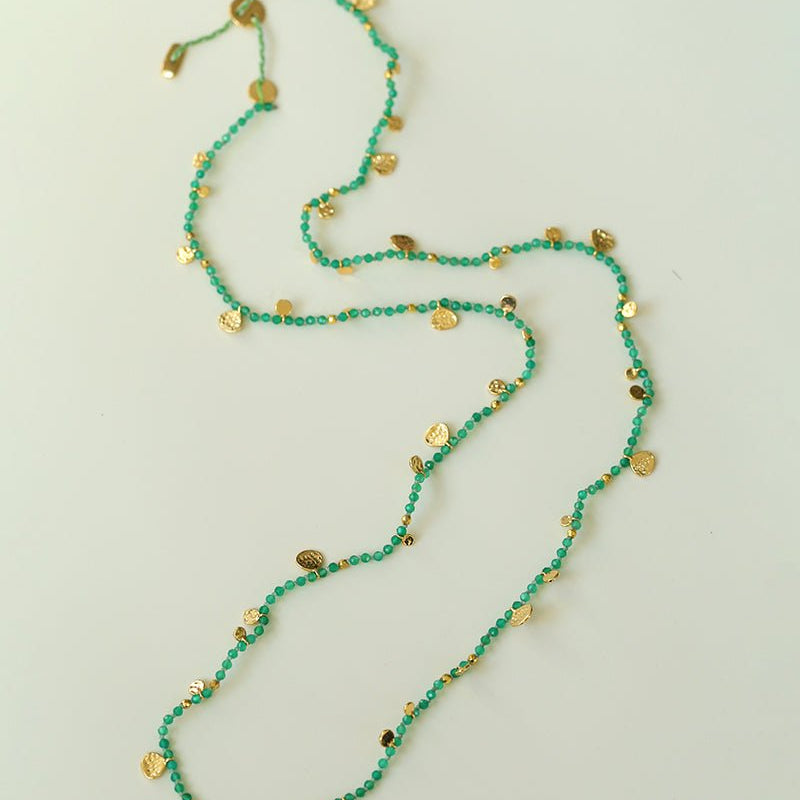 Boundless Spirit Woven Natural Stone Long Necklace - Green Agate - floysun
