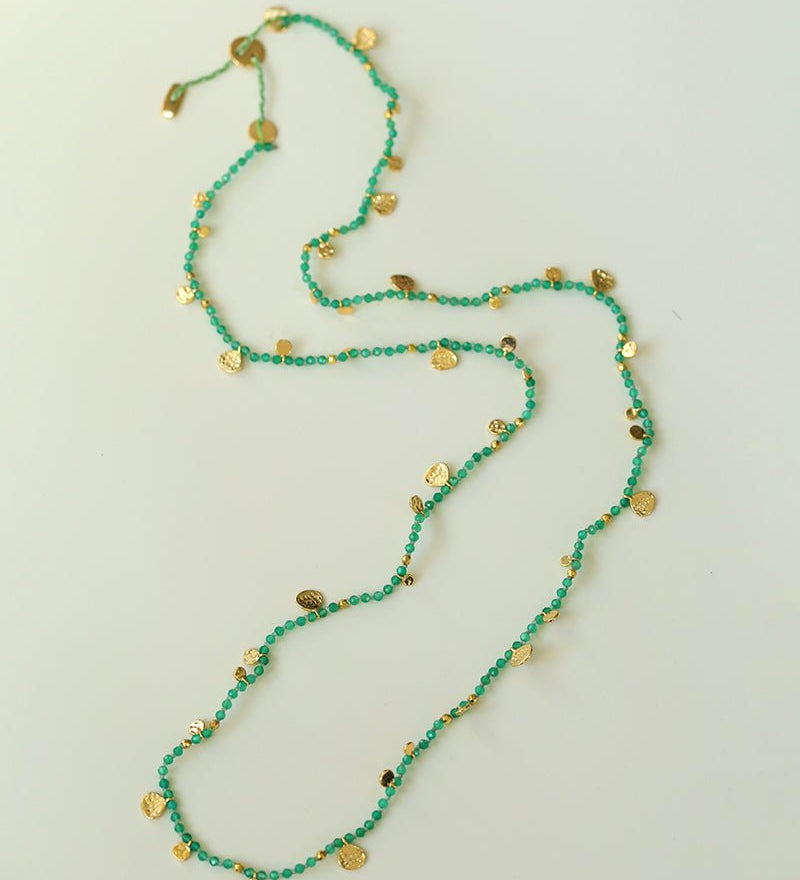 Boundless Spirit Woven Natural Stone Long Necklace - Green Agate - floysun