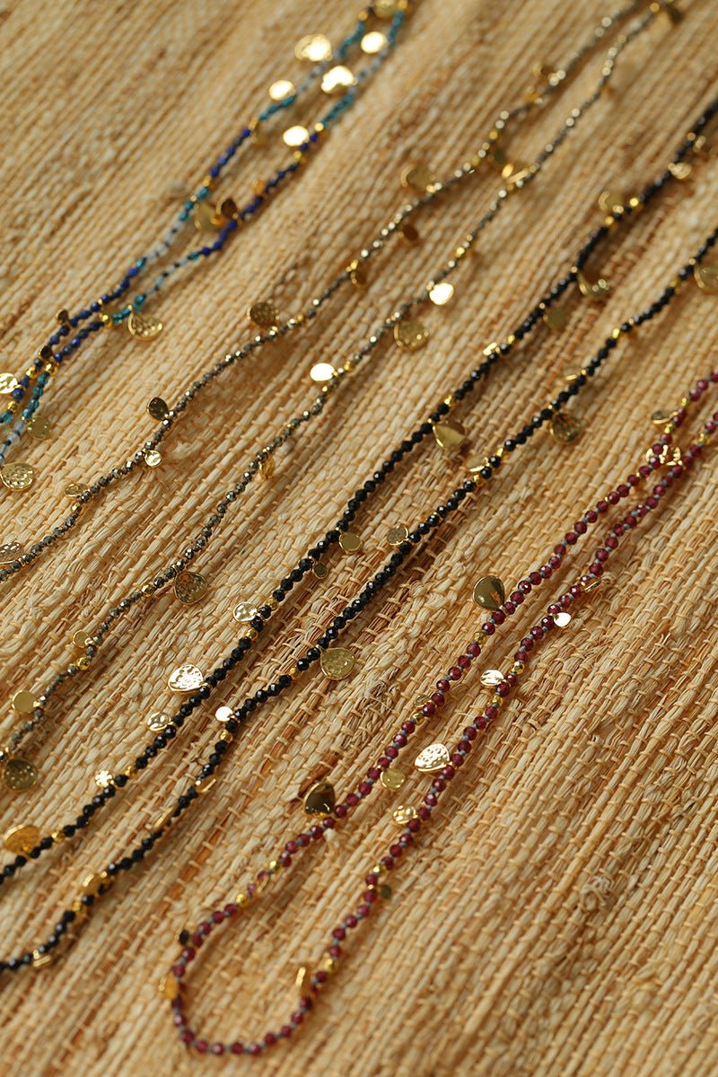 Boundless Spirit Woven Natural Stone Long Necklace - Pyrite - floysun