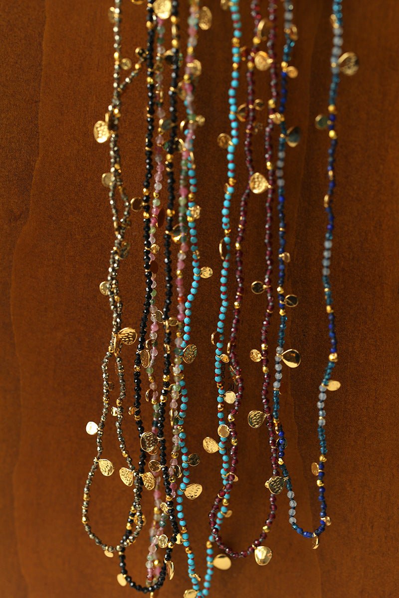 Boundless Spirit Woven Natural Stone Long Necklace - Pyrite - floysun
