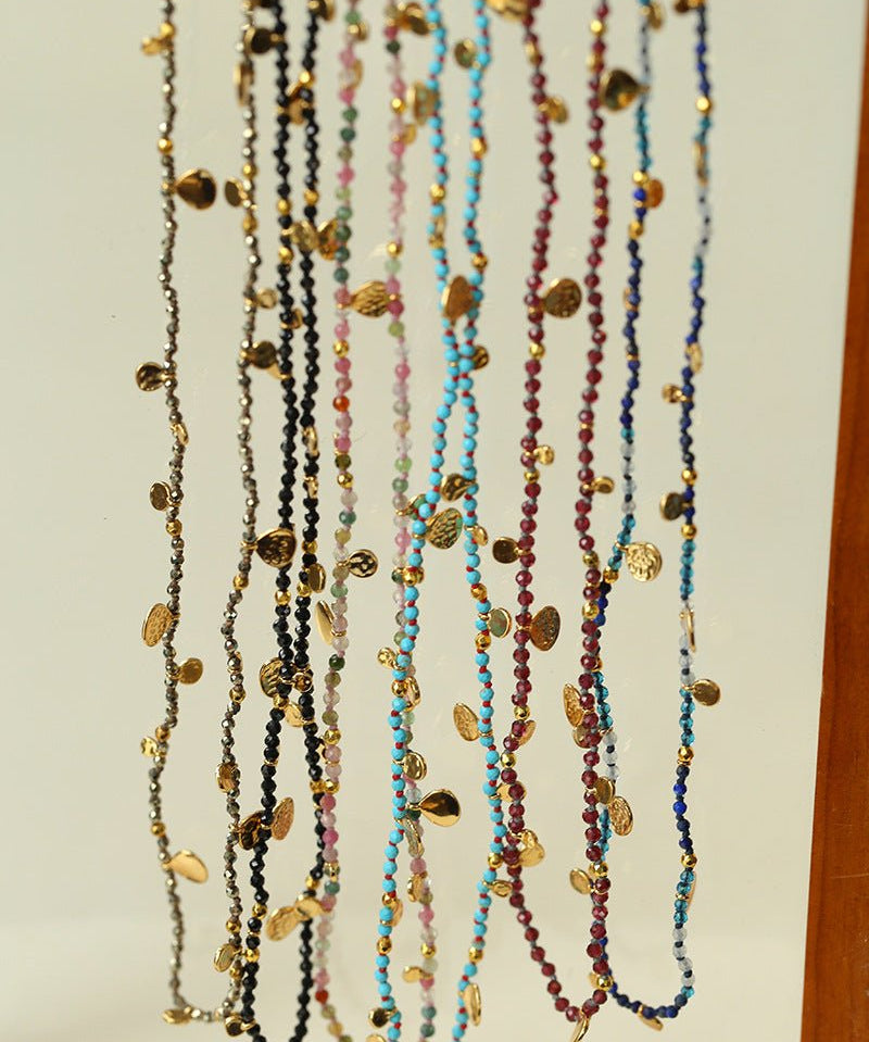 Boundless Spirit Woven Natural Stone Long Necklace - Pyrite - floysun