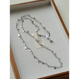 Boundless Spirit Woven Natural Stone Long Necklace – Silver Accents with Faceted Hematite Beads - floysun