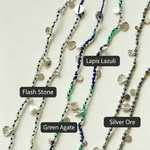 Boundless Spirit Woven Natural Stone Long Necklace – Silver Accents with Silver Ore - floysun