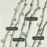 Boundless Spirit Woven Natural Stone Long Necklace – Silver Accents with Silver Ore - floysun