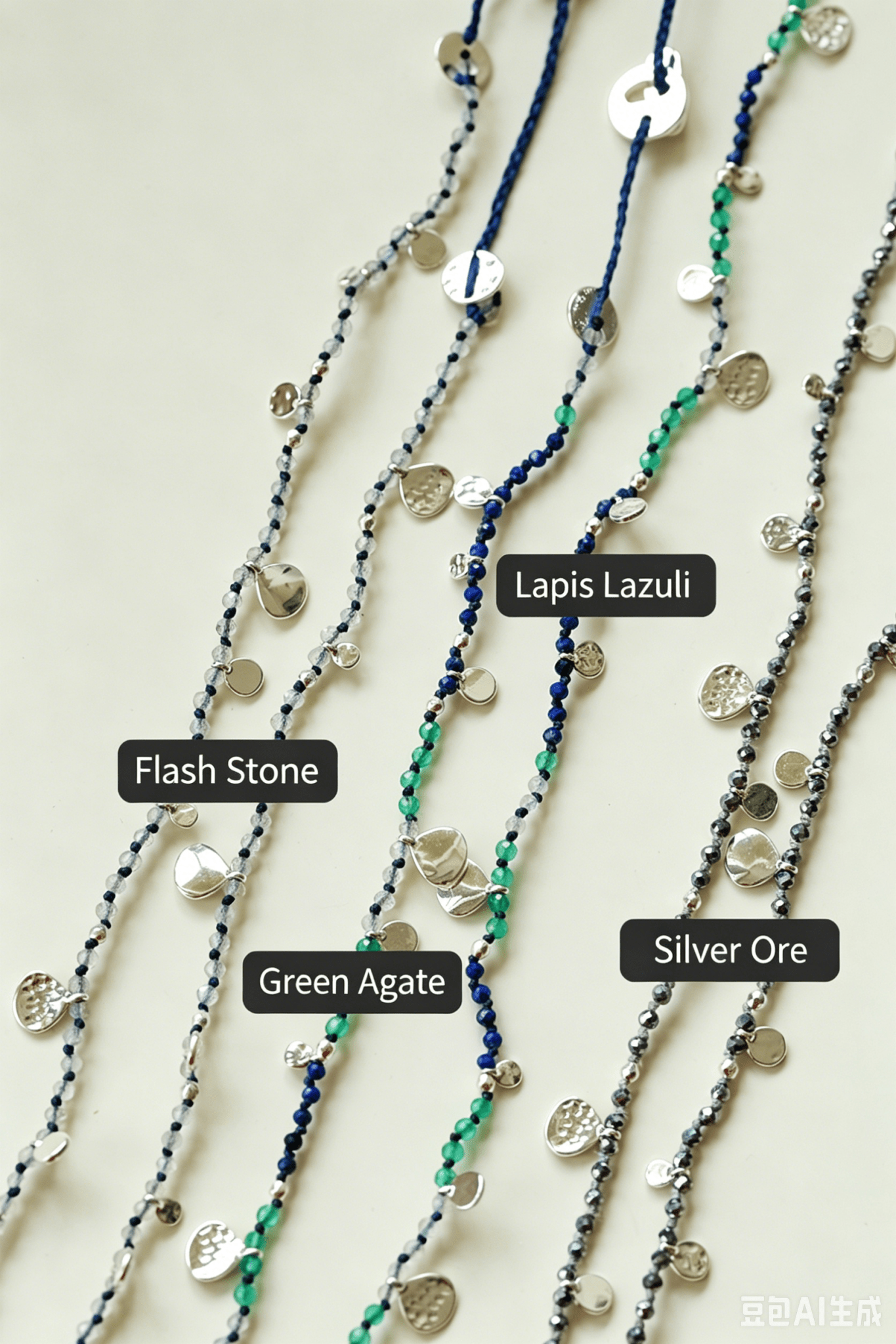 Boundless Spirit Woven Natural Stone Long Necklace – Silver Accents with Silver Ore - floysun