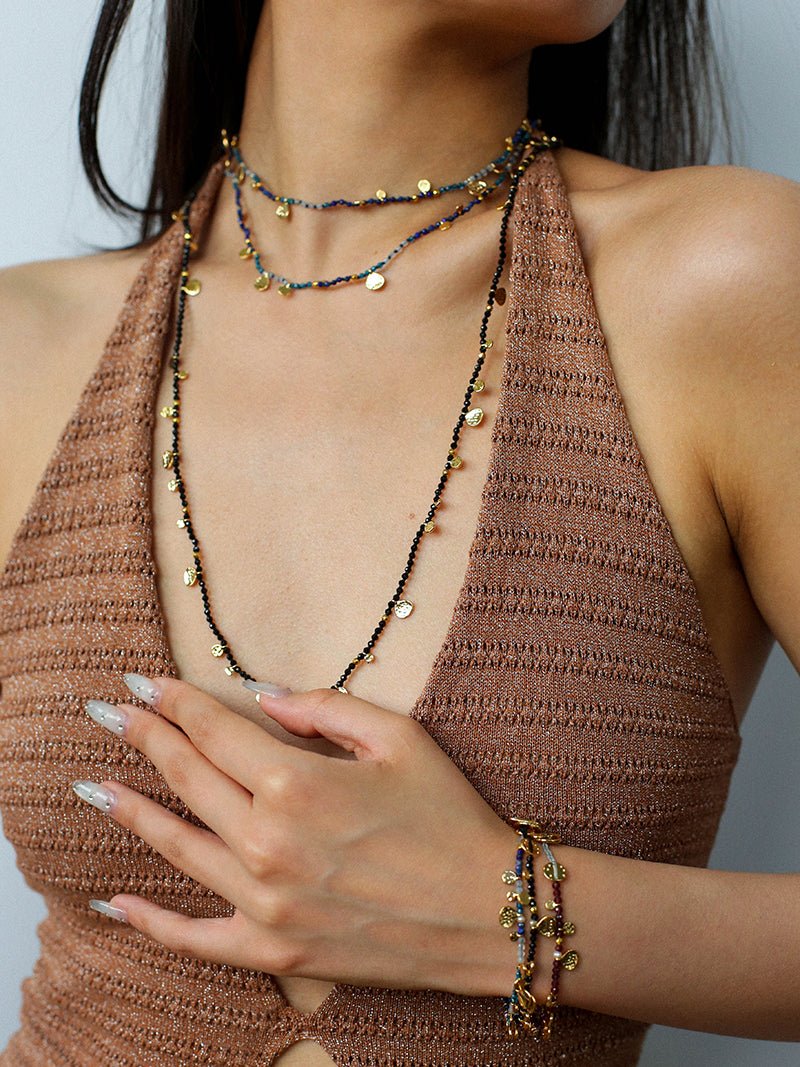 Boundless Spirit Woven Natural Stone Necklace - Black Spinel - floysun