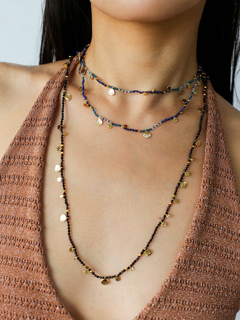 Boundless Spirit Woven Natural Stone Necklace - Black Spinel - floysun