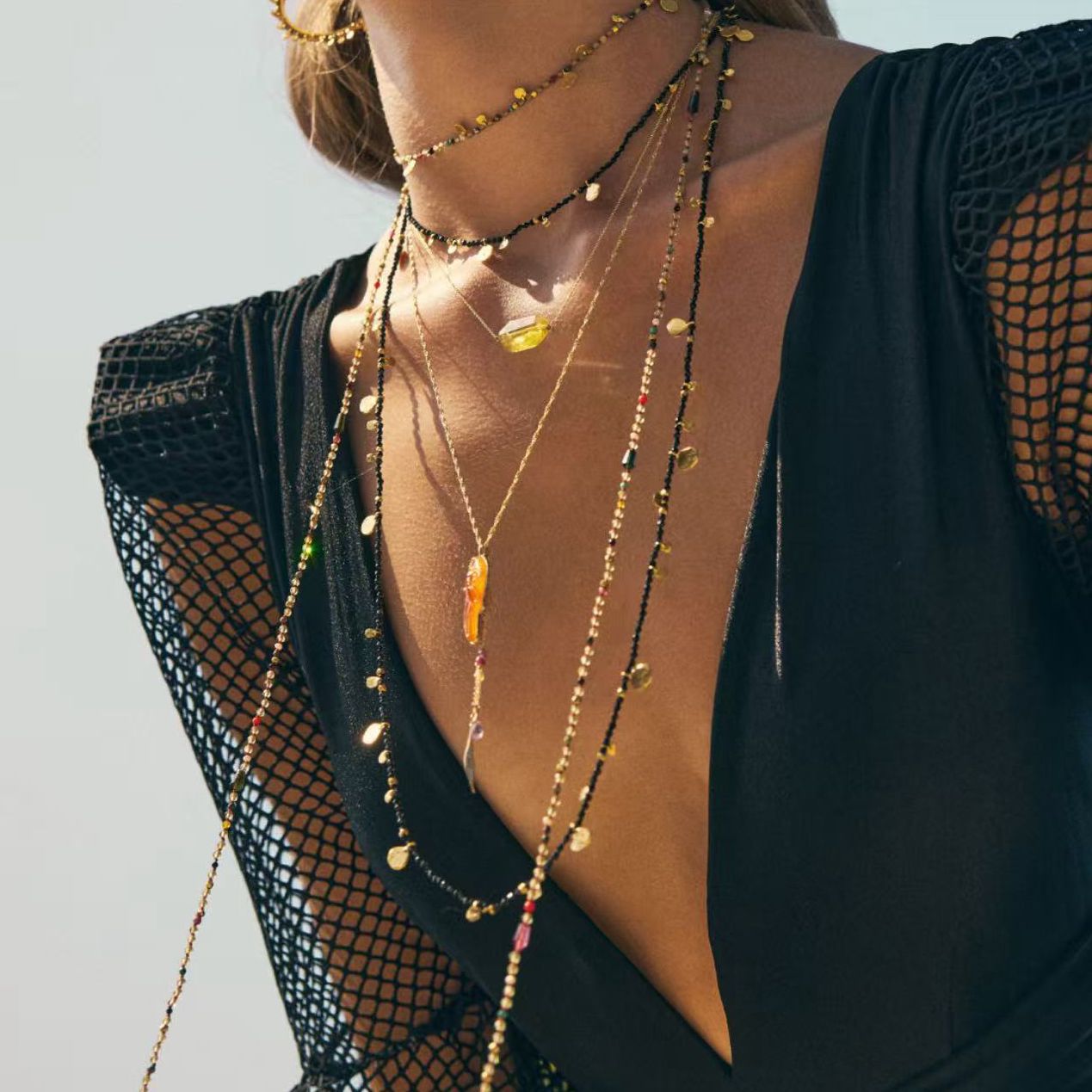 Boundless Spirit Woven Natural Stone Necklace - Black Spinel - floysun