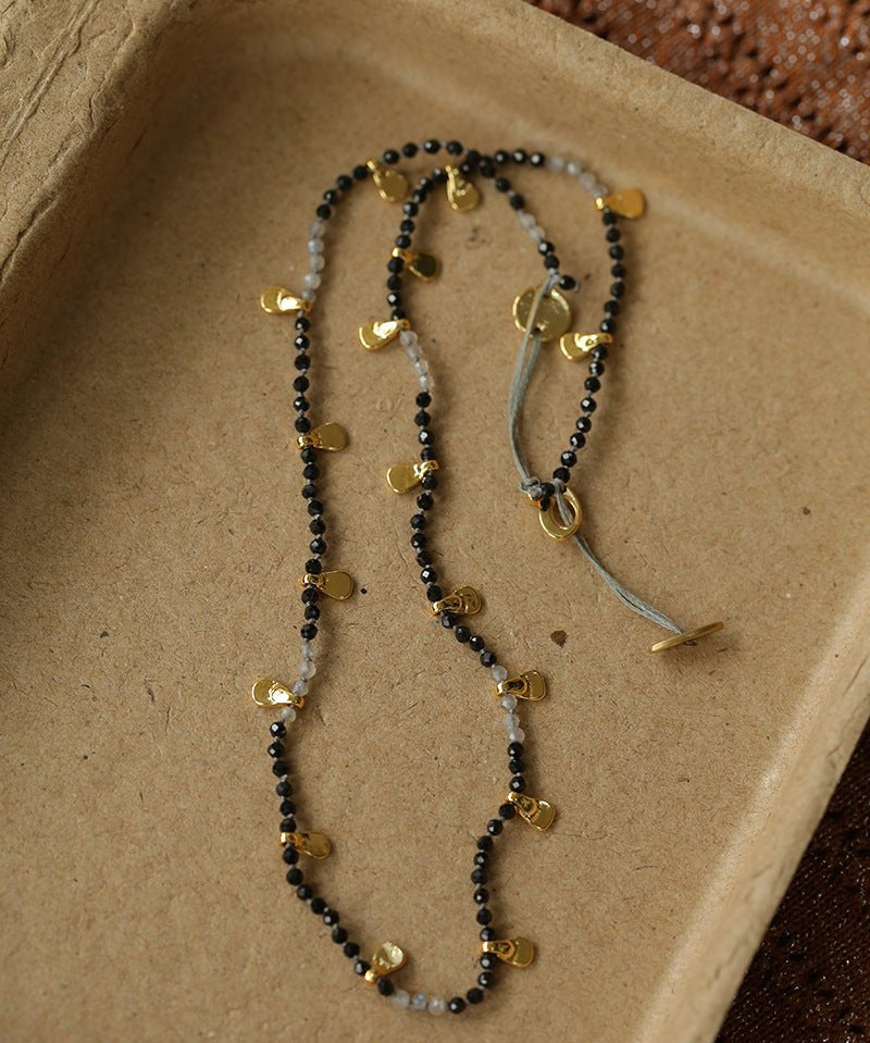 Boundless Spirit Woven Natural Stone Necklace - Black Spinel - floysun