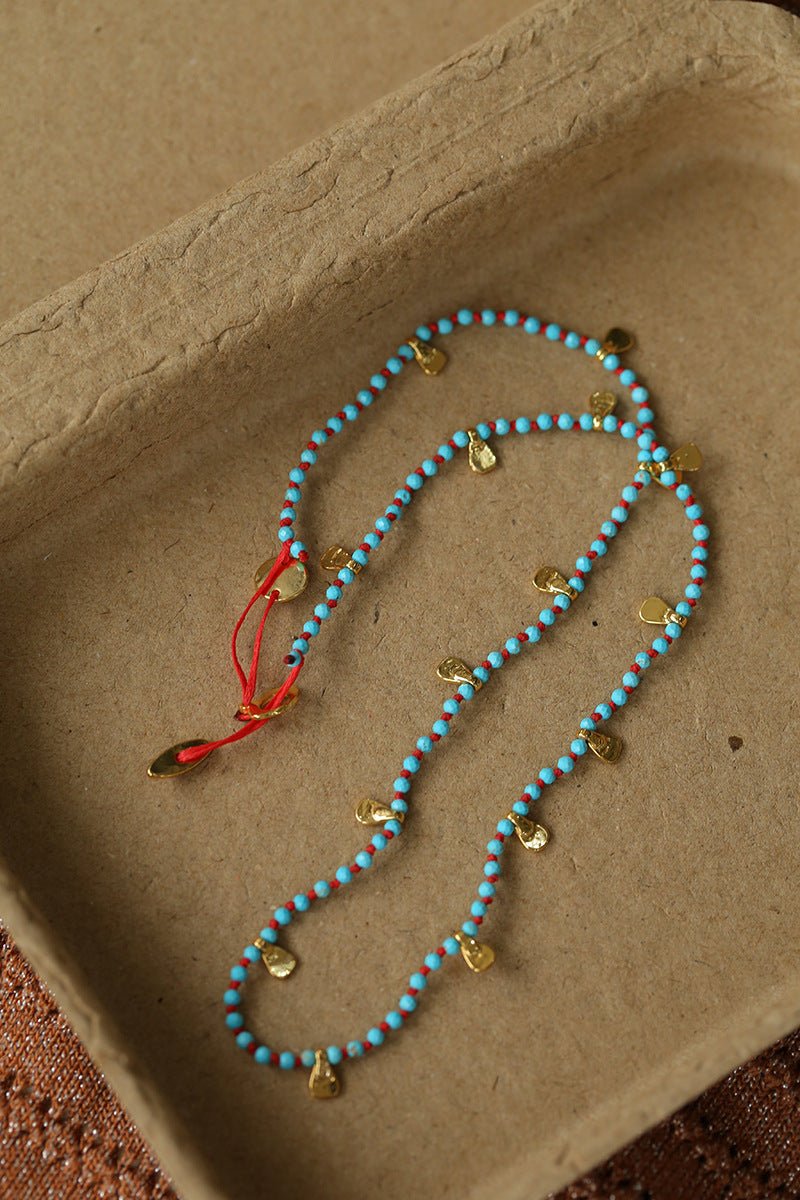 Boundless Spirit Woven Natural Stone Necklace - Blue Turquoise - floysun