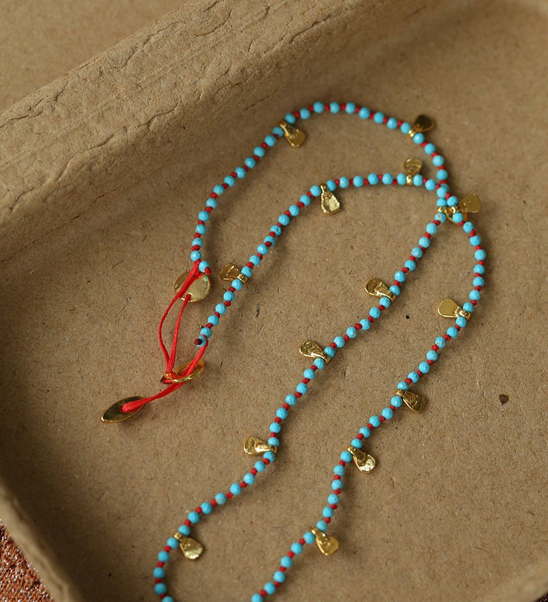 Boundless Spirit Woven Natural Stone Necklace - Blue Turquoise - floysun