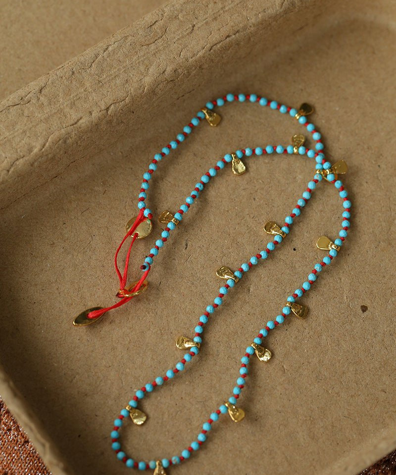 Boundless Spirit Woven Natural Stone Necklace - Blue Turquoise - floysun