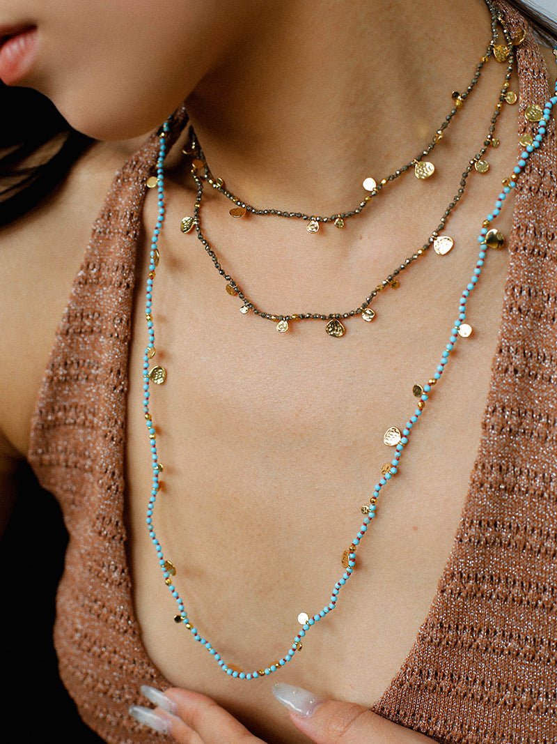 Boundless Spirit Woven Natural Stone Necklace - Blue Turquoise - floysun