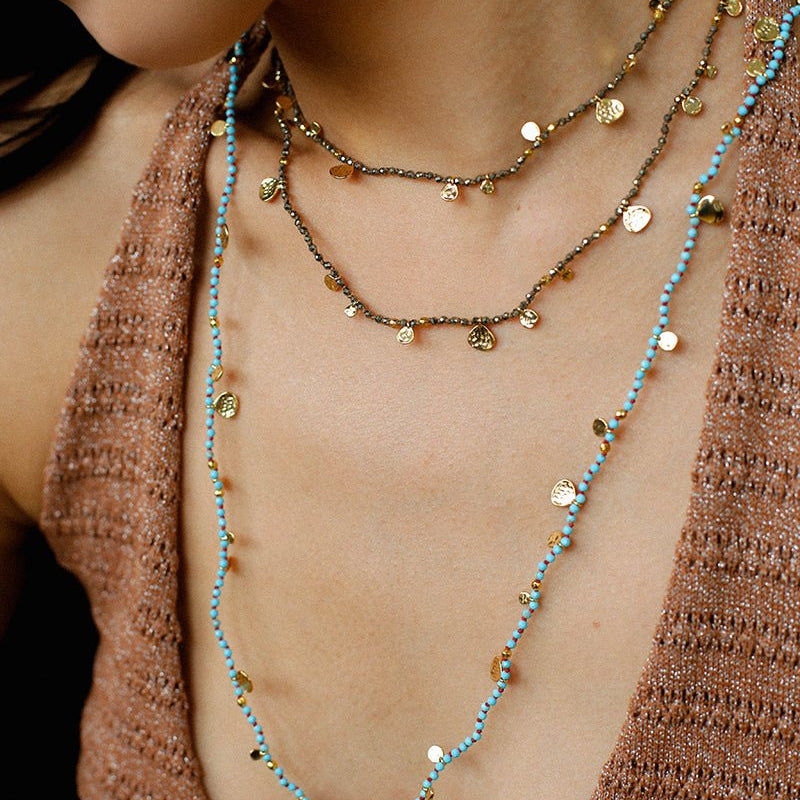 Boundless Spirit Woven Natural Stone Necklace - Blue Turquoise - floysun