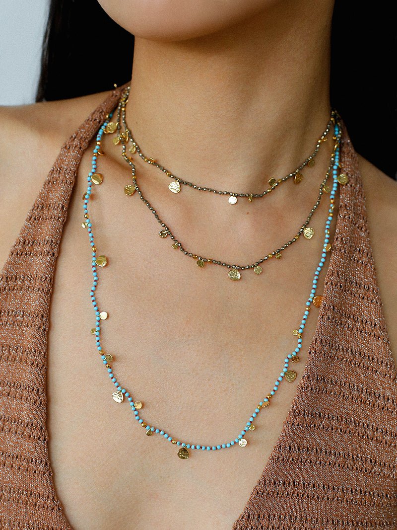 Boundless Spirit Woven Natural Stone Necklace - Blue Turquoise - floysun