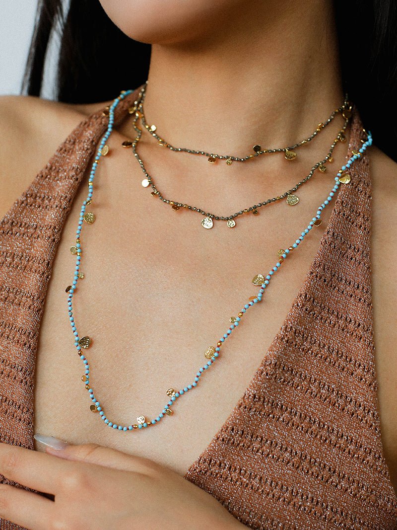 Boundless Spirit Woven Natural Stone Necklace - Blue Turquoise - floysun