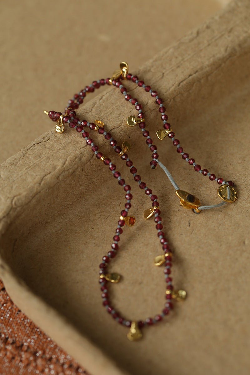 Boundless Spirit Woven Natural Stone Necklace - Garnet - floysun