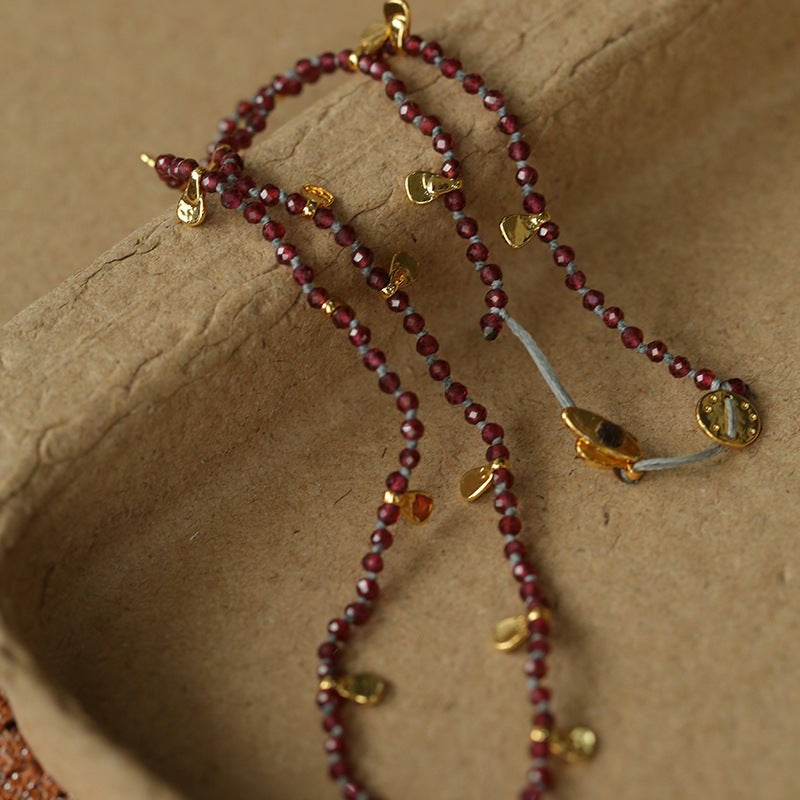 Boundless Spirit Woven Natural Stone Necklace - Garnet - floysun