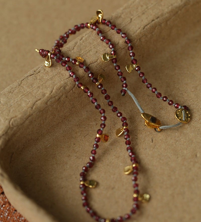 Boundless Spirit Woven Natural Stone Necklace - Garnet - floysun