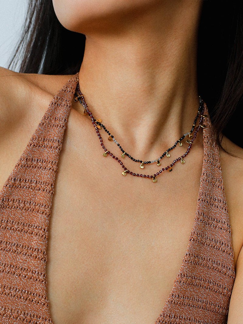 Boundless Spirit Woven Natural Stone Necklace - Garnet - floysun