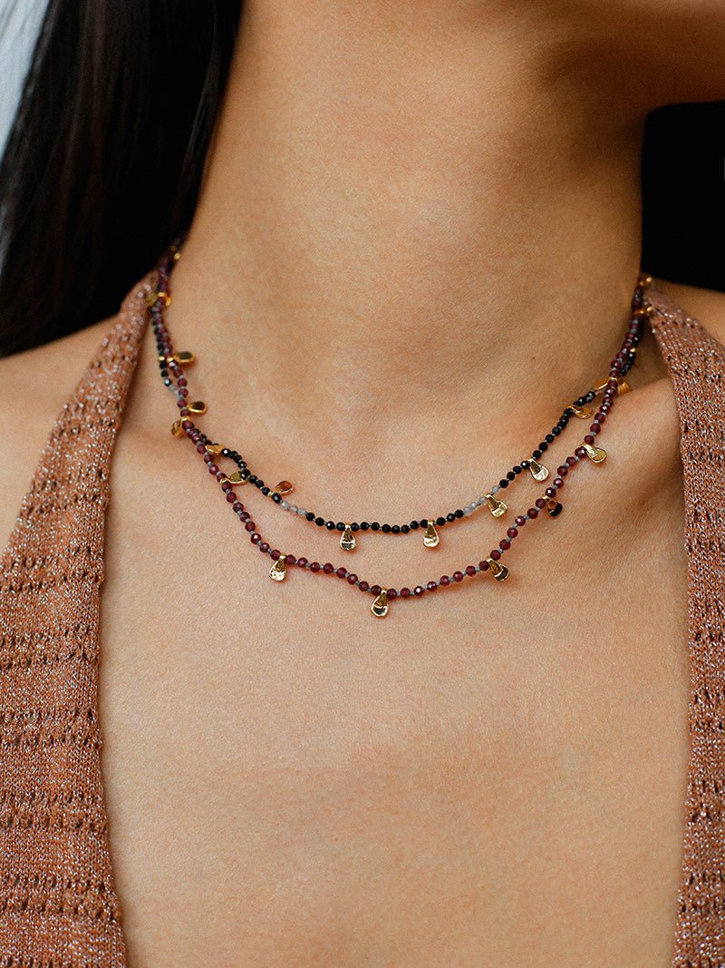 Boundless Spirit Woven Natural Stone Necklace - Garnet - floysun