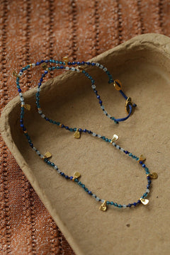 Boundless Spirit Woven Natural Stone Necklace - Lapis Lazuli - floysun
