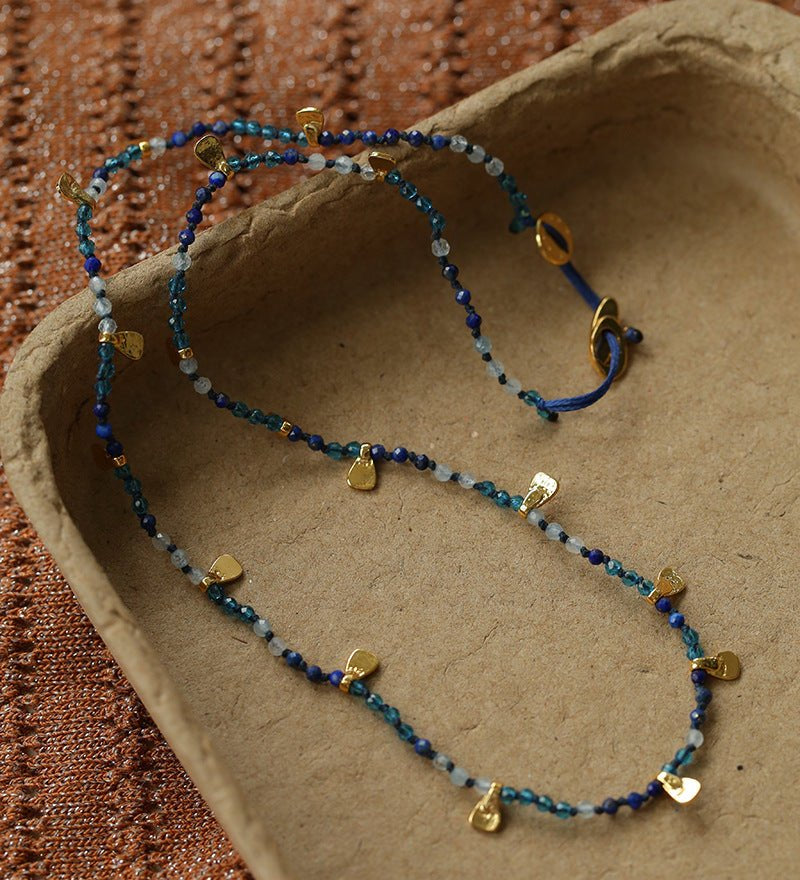 Boundless Spirit Woven Natural Stone Necklace - Lapis Lazuli - floysun