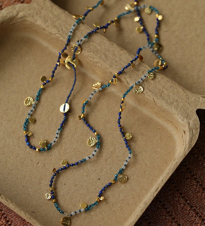 Boundless Spirit Woven Natural Stone Necklace - Lapis Lazuli - floysun