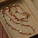 Boundless Spirit Woven Natural Stone Necklace - Red Corundum & Red Spinel - floysun