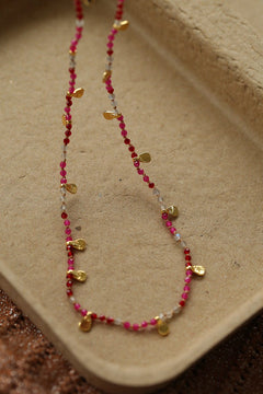 Boundless Spirit Woven Natural Stone Necklace - Red Corundum & Red Spinel - floysun