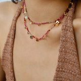 Boundless Spirit Woven Natural Stone Necklace - Red Corundum & Red Spinel - floysun