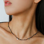 Boundless Spirit Woven Natural Stone Short Necklace - Black Spinel - floysun