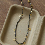 Boundless Spirit Woven Natural Stone Short Necklace - Black Spinel - floysun
